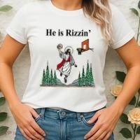 He Is Rizzin Funny Jesus Playing Basketball Meme Women's T-Shirt thumb 2
