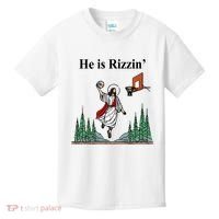 He Is Rizzin Funny Jesus Playing Basketball Meme Kids T-Shirt thumb 0
