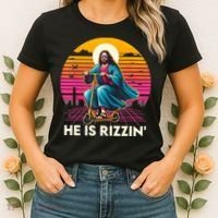He Is Rizzen Jesus Is Rizzen Cool Jesus Jesus Has Rizzen Women's T-Shirt thumb 2