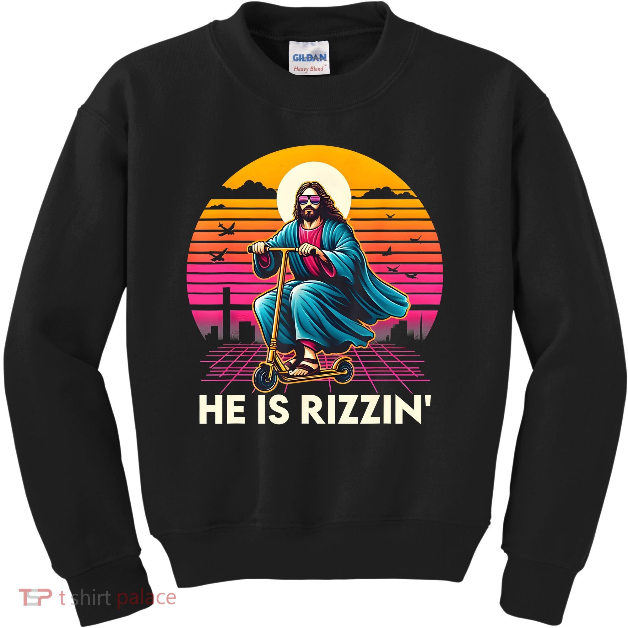 He Is Rizzen Jesus Is Rizzen Cool Jesus Jesus Has Rizzen Kids Sweatshirt