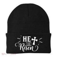 He Is Risen Jesus Easter Cross Beanie thumb 0