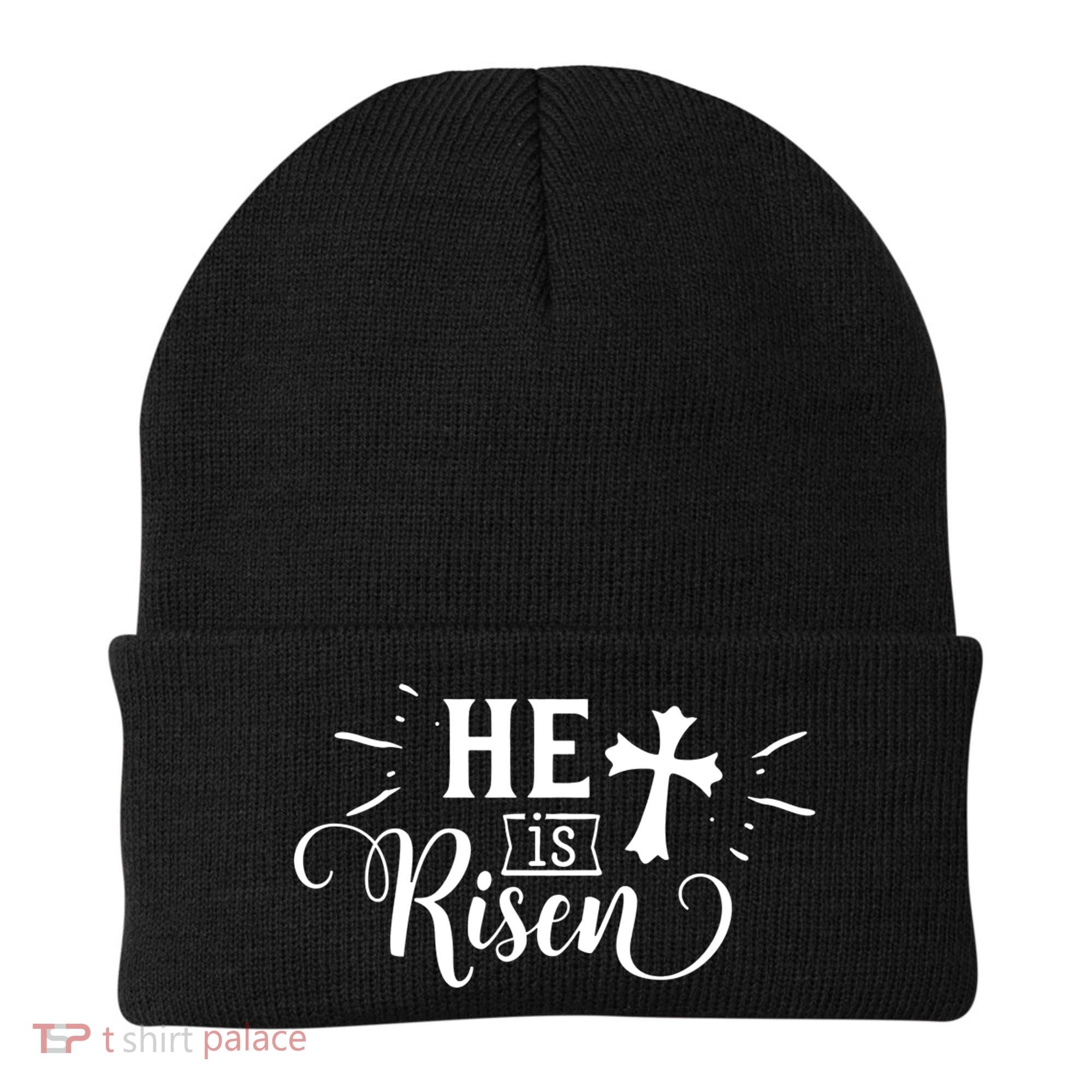 He Is Risen Jesus Easter Cross Beanie