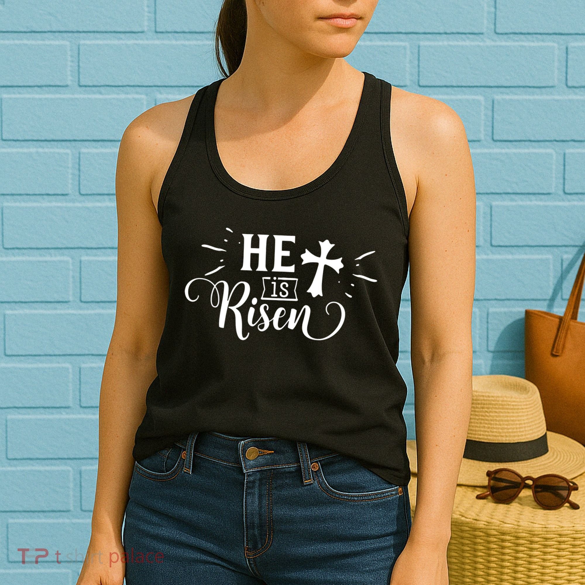 He Is Risen Jesus Easter Cross Women's Tank Top
