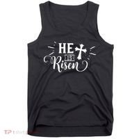 He Is Risen Jesus Easter Cross Tank Top thumb 0