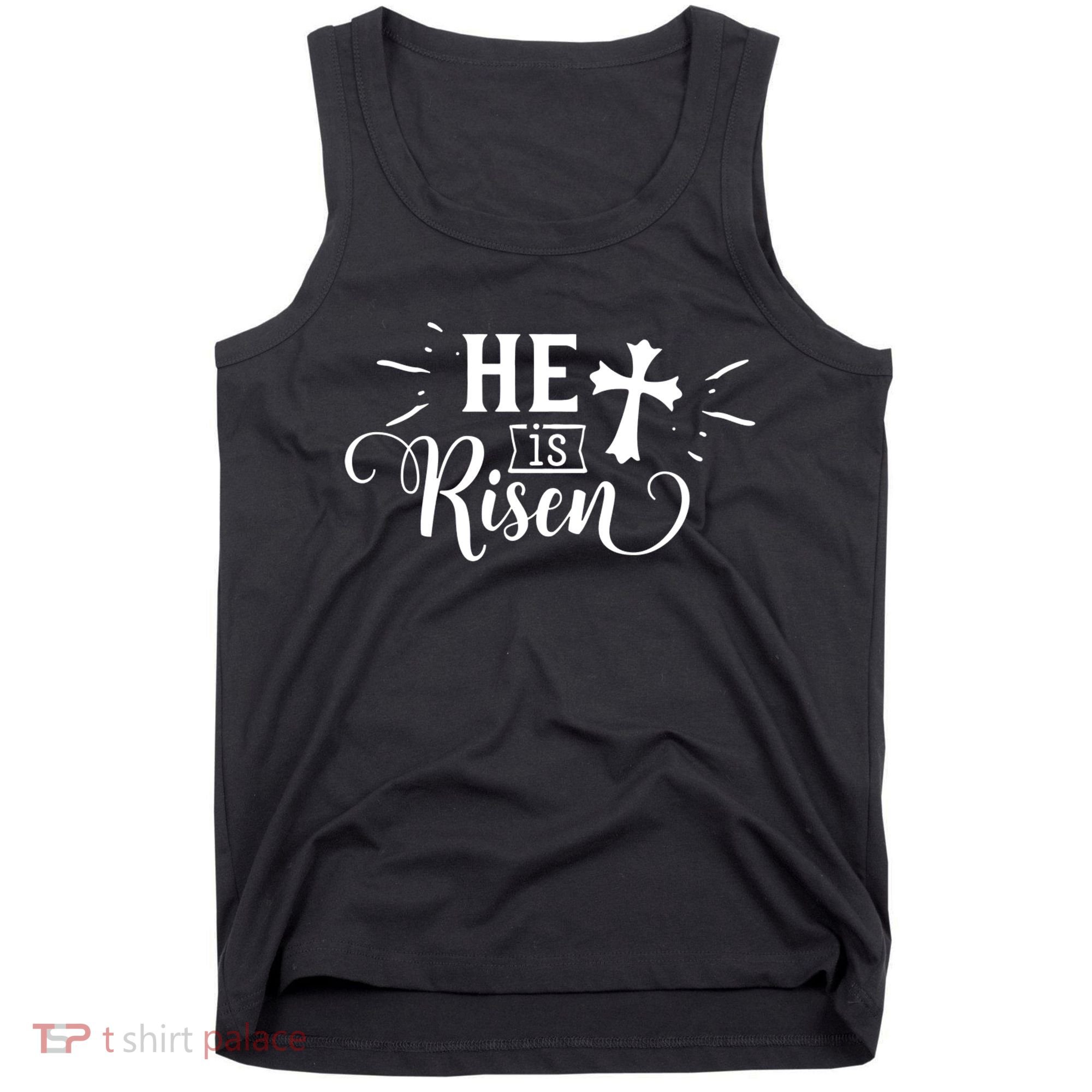 He Is Risen Jesus Easter Cross Tank Top
