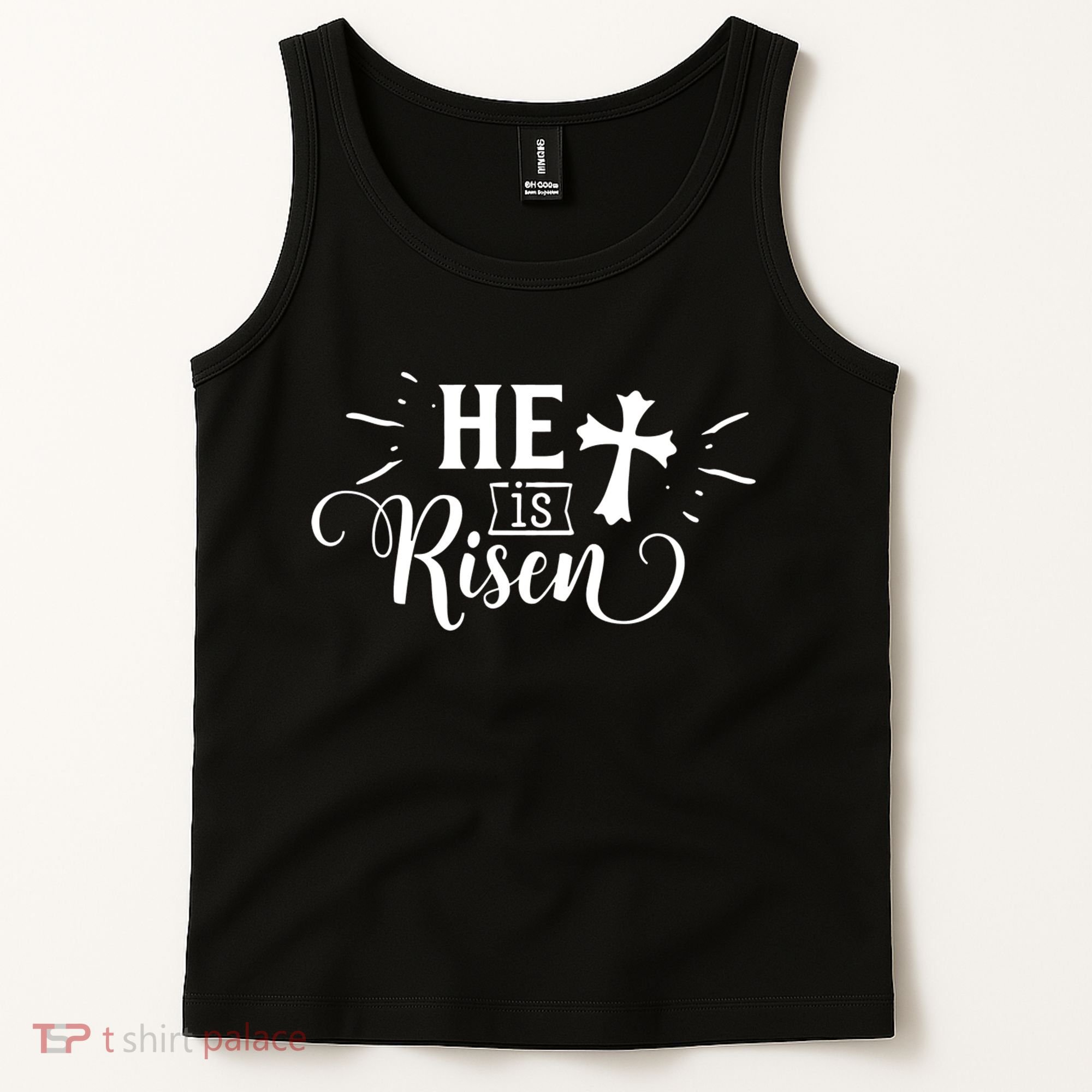 He Is Risen Jesus Easter Cross Tank Top