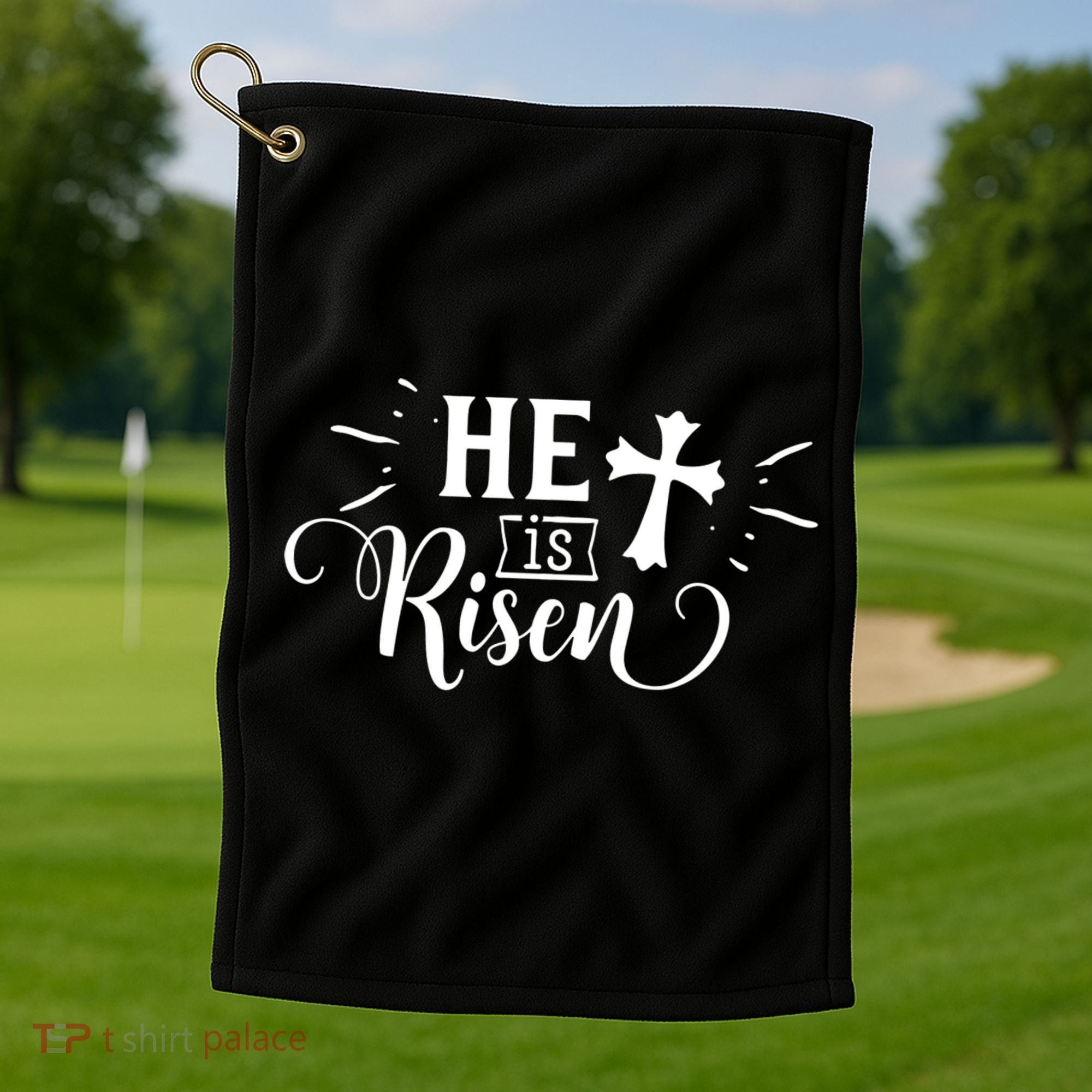 He Is Risen Jesus Easter Cross Golf Towel