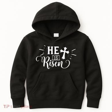 He Is Risen Jesus Easter Cross Kids Hoodie
