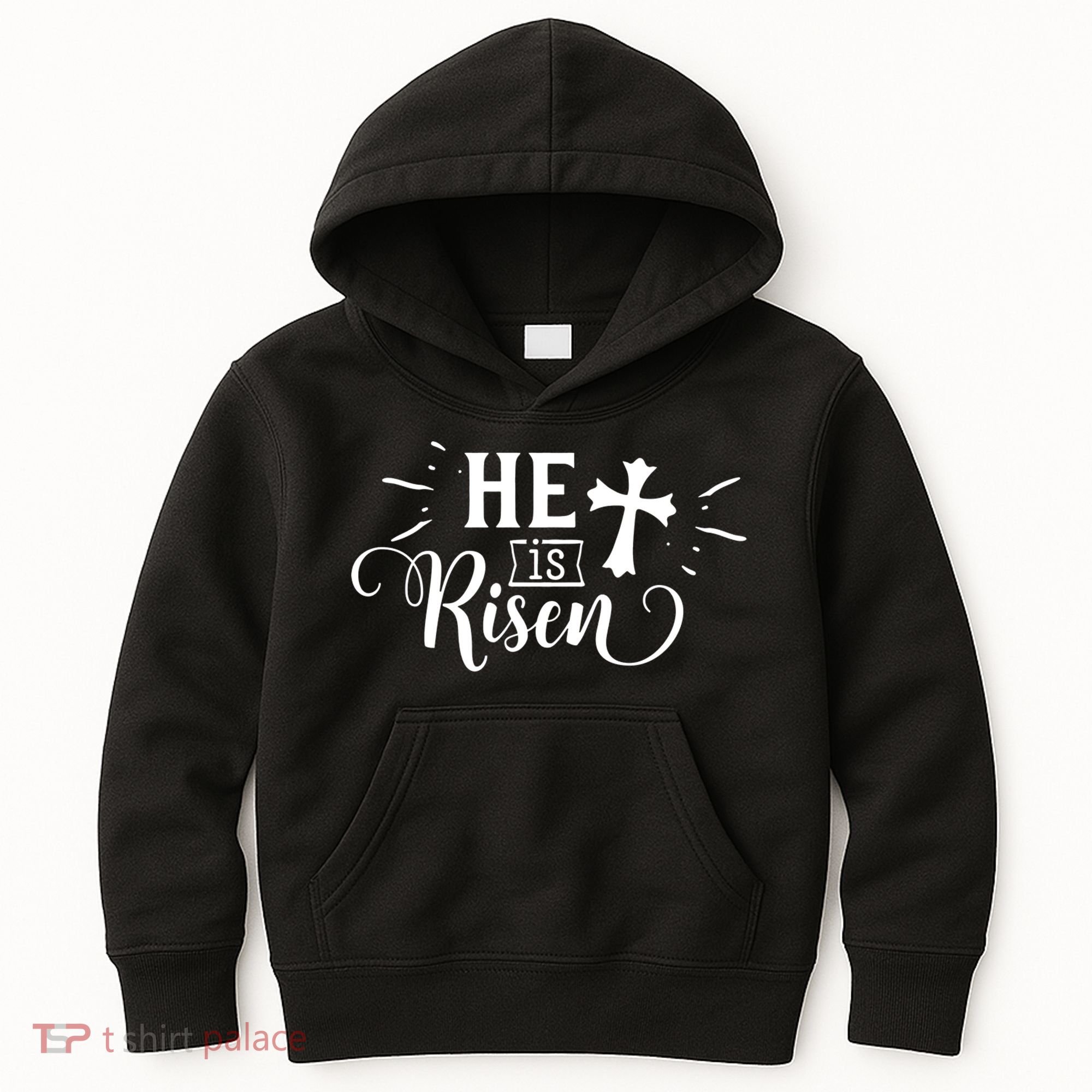 He Is Risen Jesus Easter Cross Kids Hoodie
