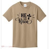 He Is Risen Jesus Easter Cross Kids T-Shirt thumb 0