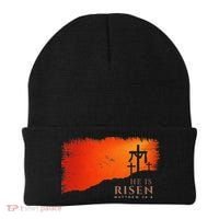 He Is Risen Matthew 286 Jesus Christ Cross Gift Beanie thumb 0