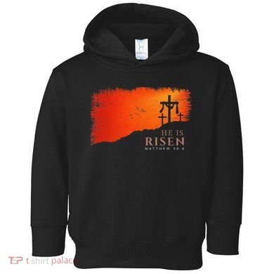 He Is Risen Matthew 286 Jesus Christ Cross Gift Toddler Hoodie