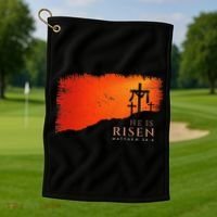 He Is Risen Matthew 286 Jesus Christ Cross Gift Golf Towel thumb 1