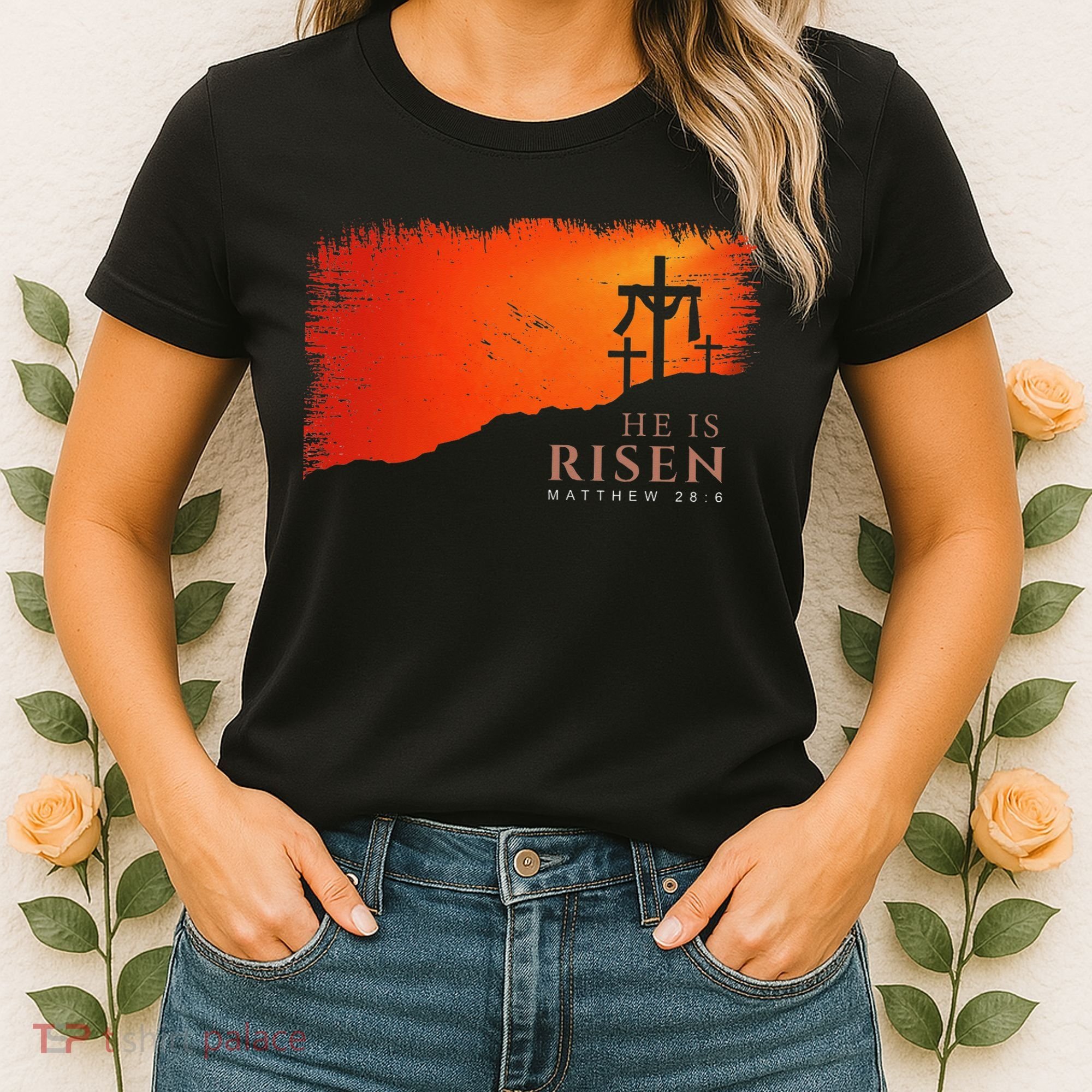 He Is Risen Matthew 286 Jesus Christ Cross Gift Women's T-Shirt