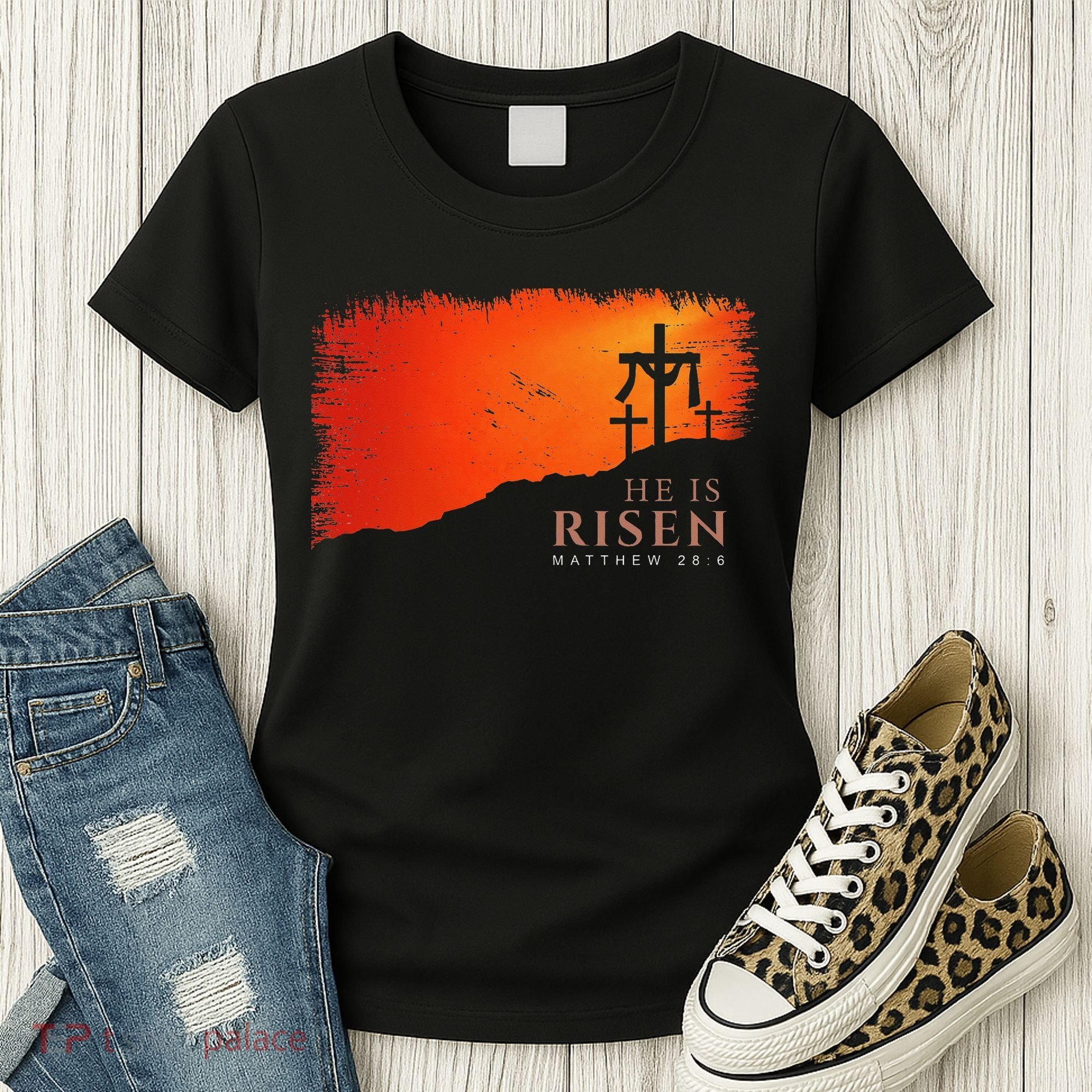 He Is Risen Matthew 286 Jesus Christ Cross Gift Women's T-Shirt