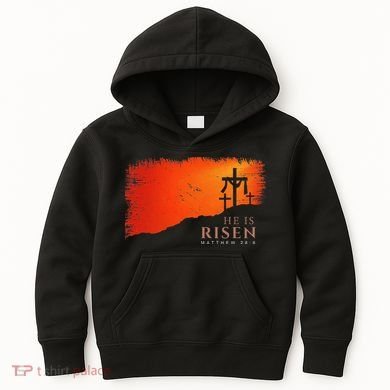 He Is Risen Matthew 286 Jesus Christ Cross Gift Kids Hoodie