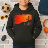He Is Risen Matthew 286 Jesus Christ Cross Gift Kids Hoodie thumb 2