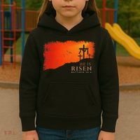 He Is Risen Matthew 286 Jesus Christ Cross Gift Kids Hoodie thumb 3