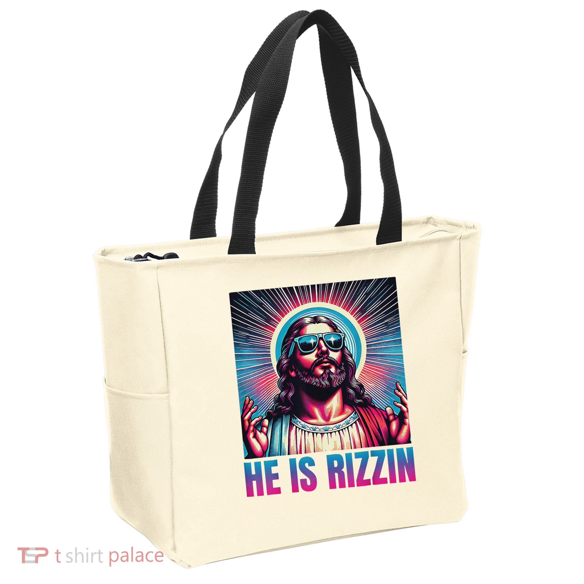 He Is Rizzin Jesus Tote Bag