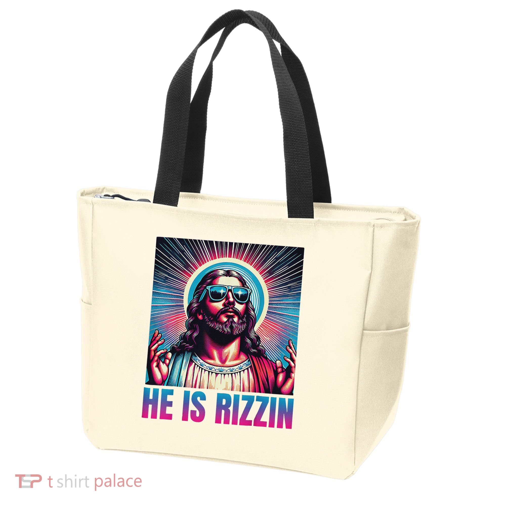 He Is Rizzin Jesus Tote Bag