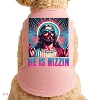 He Is Rizzin Jesus Doggie Tank thumb 0