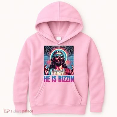 He Is Rizzin Jesus Kids Hoodie