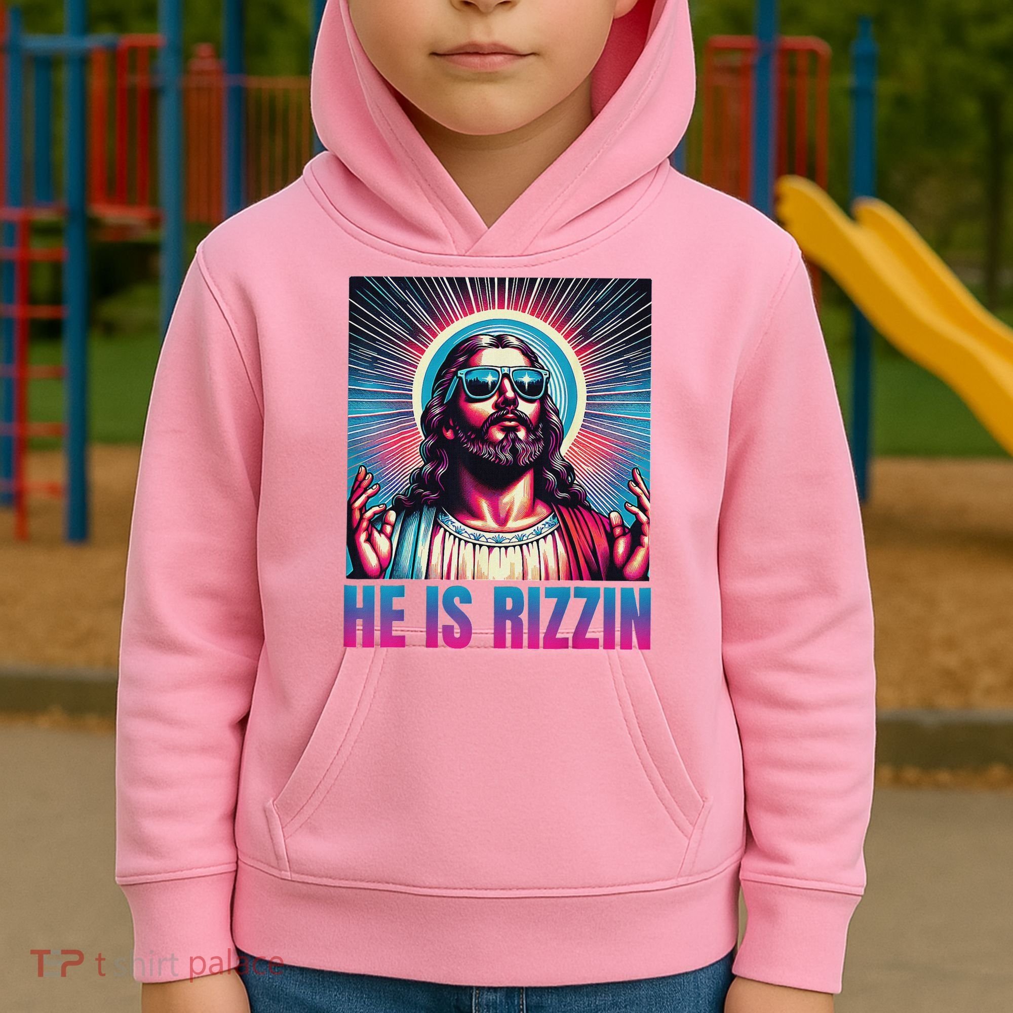 He Is Rizzin Jesus Kids Hoodie