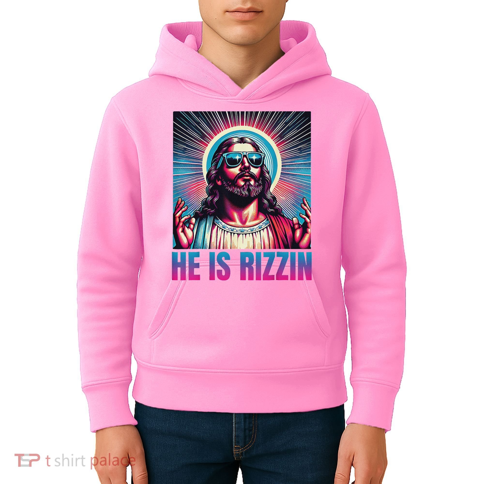 He Is Rizzin Jesus Kids Hoodie
