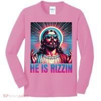 He Is Rizzin Jesus Kids Long Sleeve Shirt thumb 0