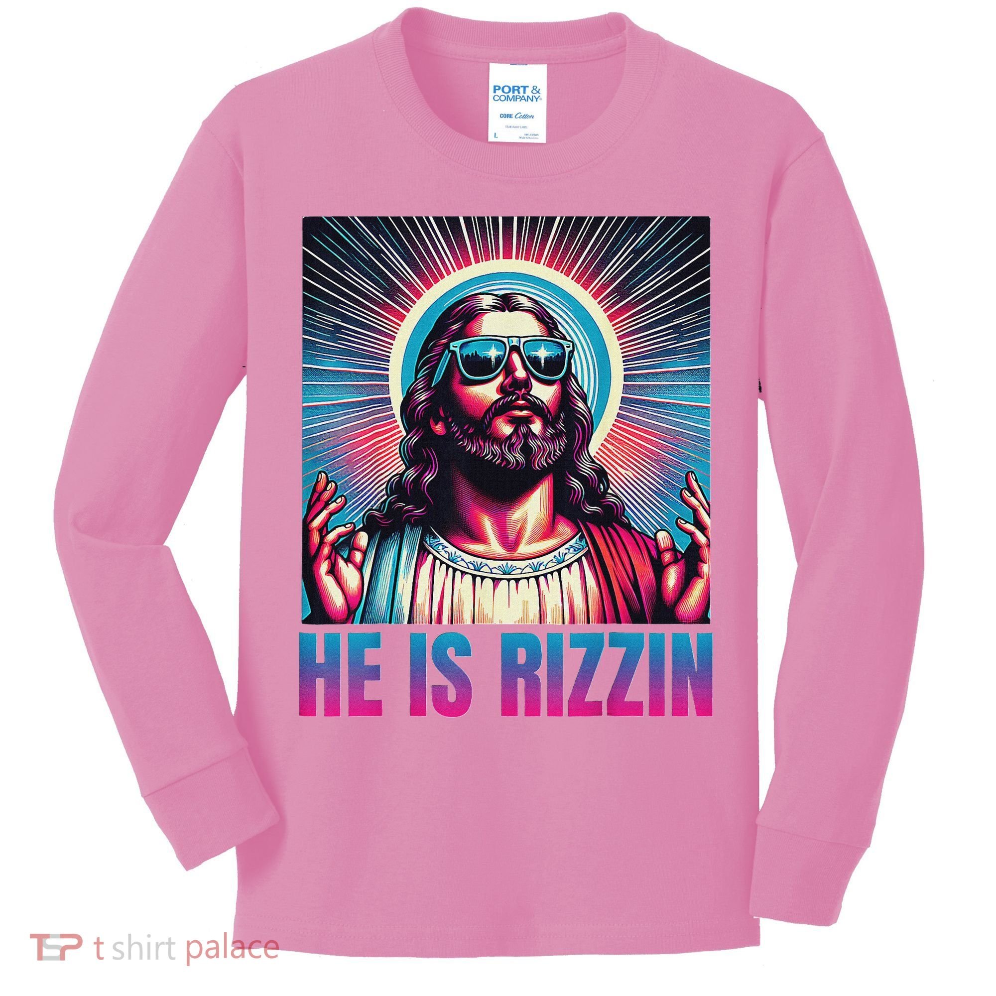 He Is Rizzin Jesus Kids Long Sleeve Shirt
