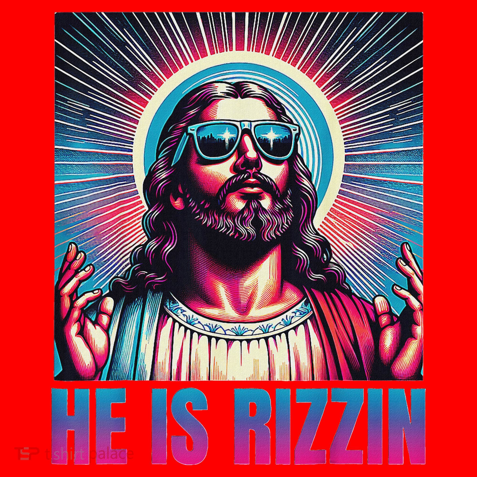 He Is Rizzin Jesus Santa Hat
