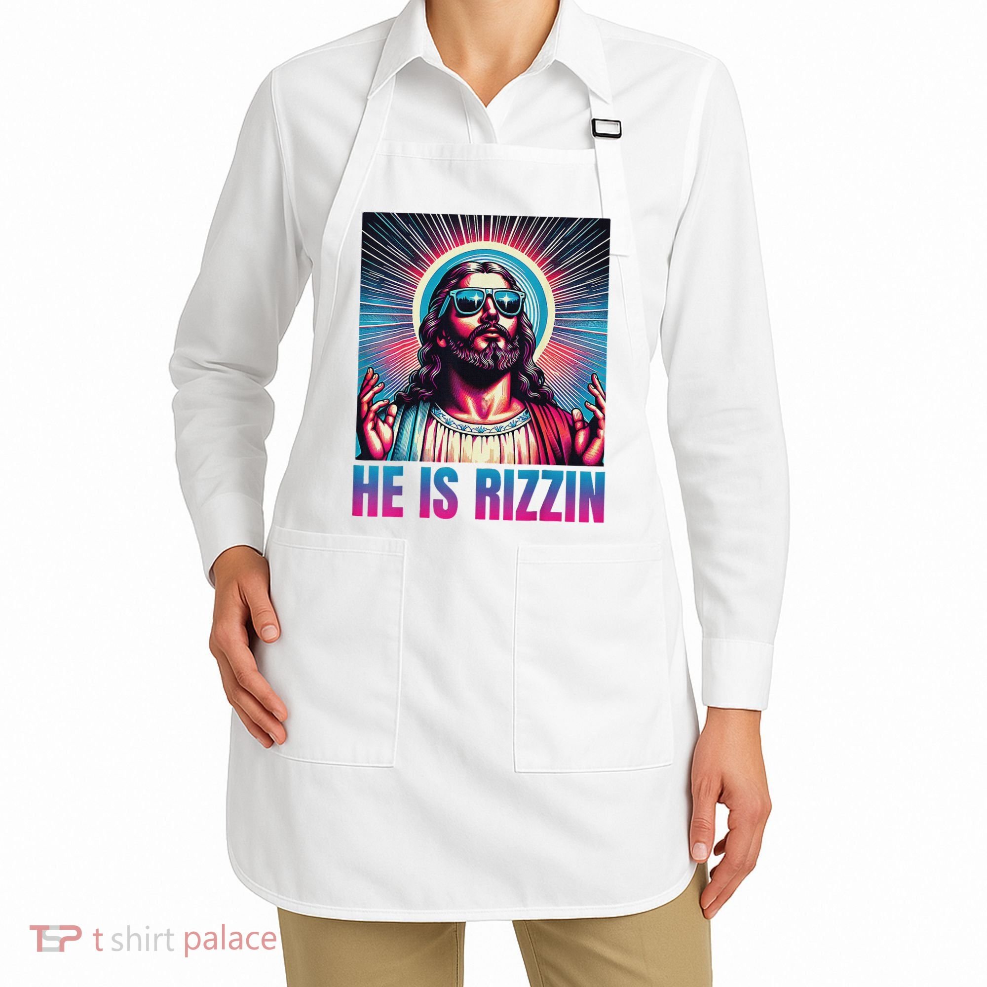 He Is Rizzin Jesus Apron