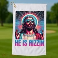 He Is Rizzin Jesus Golf Towel thumb 1