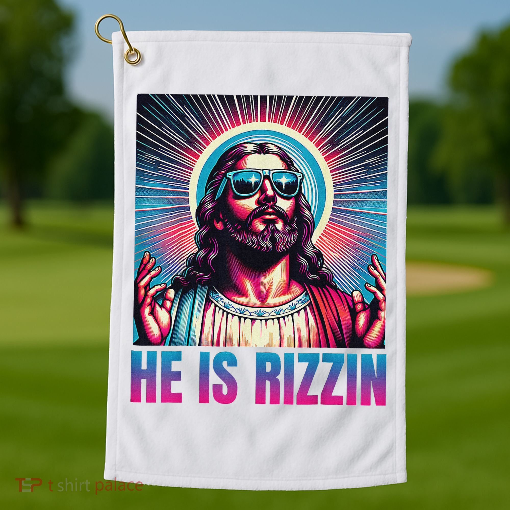 He Is Rizzin Jesus Golf Towel