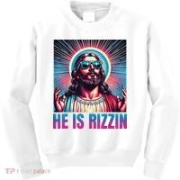 He Is Rizzin Jesus Kids Sweatshirt thumb 0