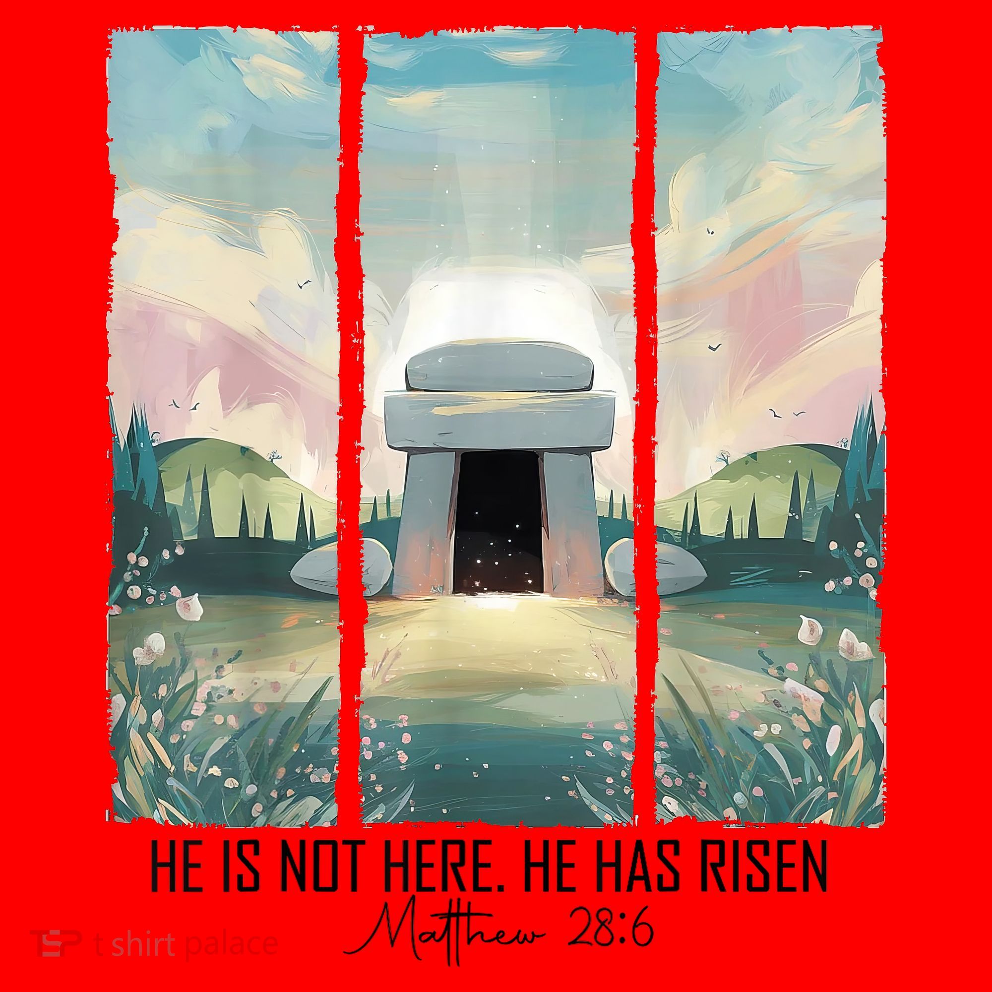He Is Risen Easter Christian Empty Tomb Jesus Resurrection  Santa Hat