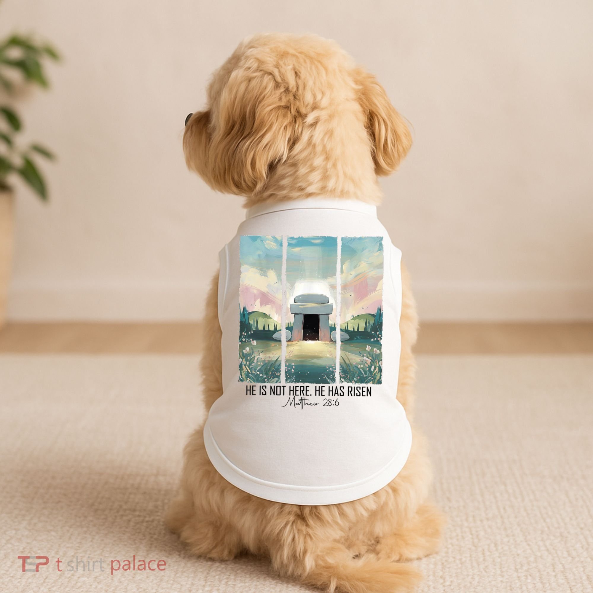He Is Risen Easter Christian Empty Tomb Jesus Resurrection  Doggie Tank