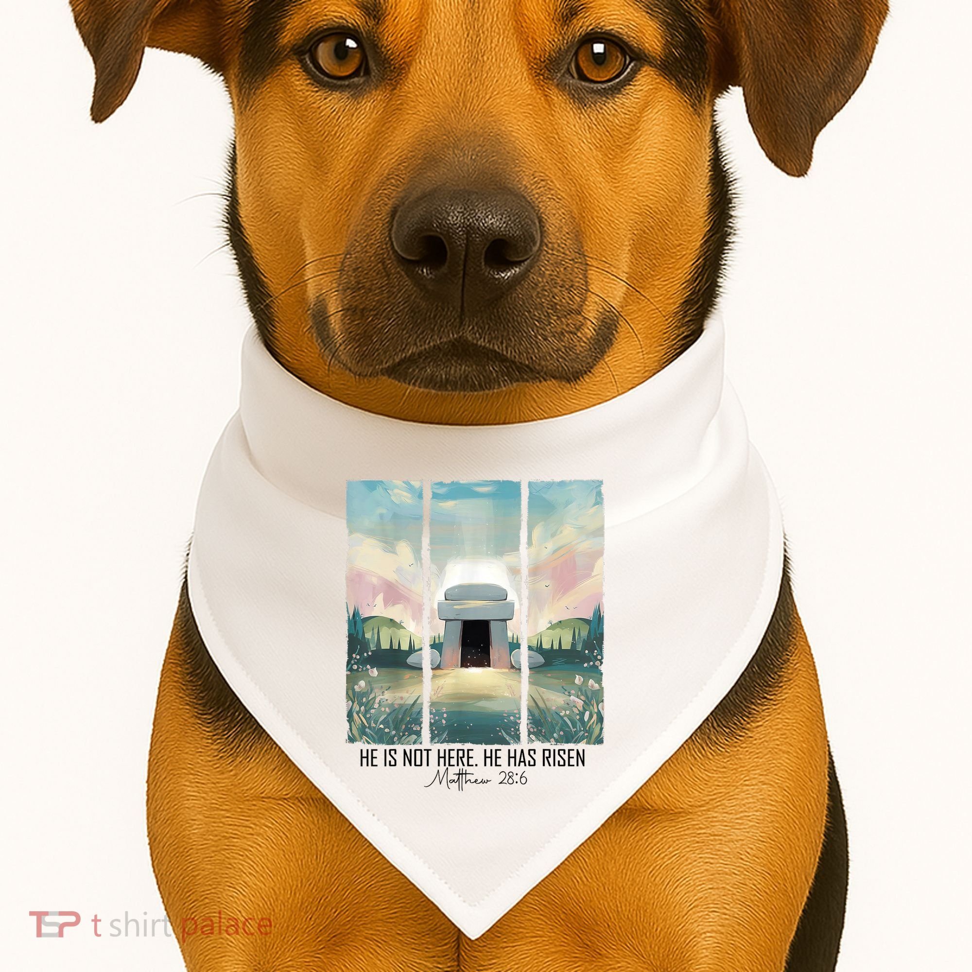 He Is Risen Easter Christian Empty Tomb Jesus Resurrection  USA-Made Doggie Bandana