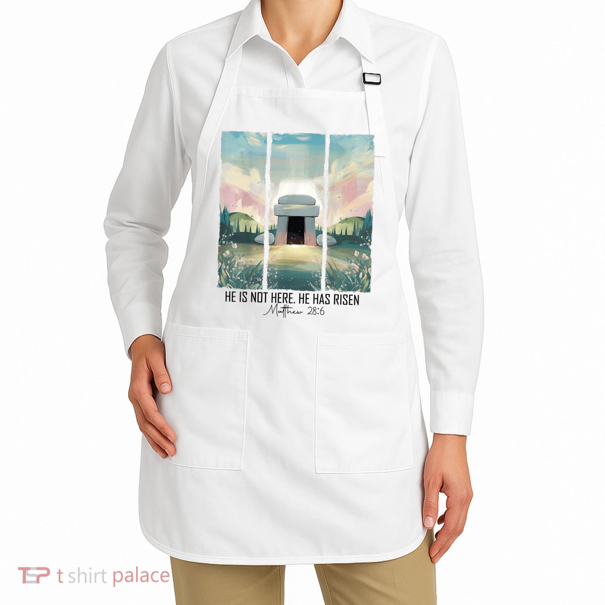 He Is Risen Easter Christian Empty Tomb Jesus Resurrection  Apron