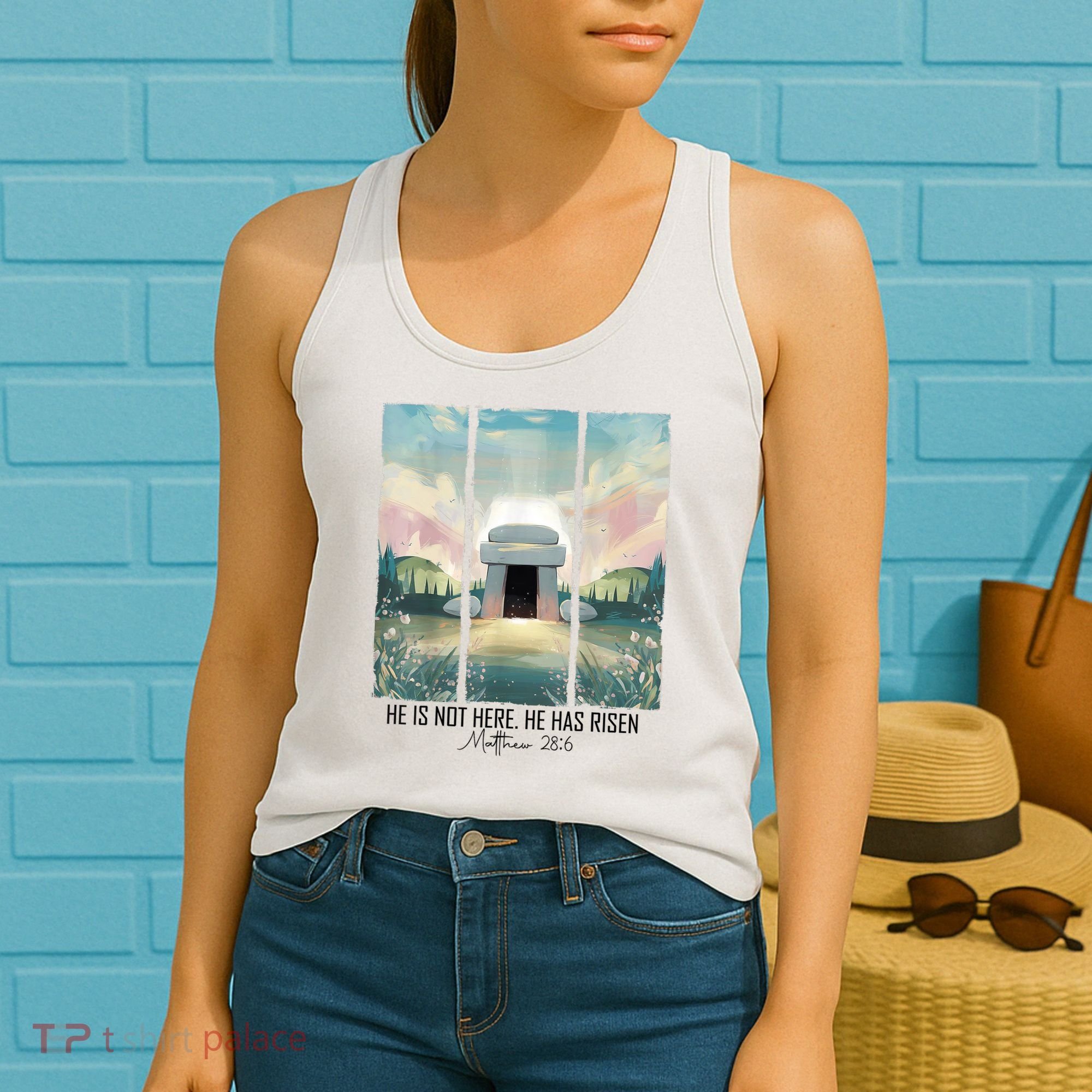 He Is Risen Easter Christian Empty Tomb Jesus Resurrection  Women's Tank Top