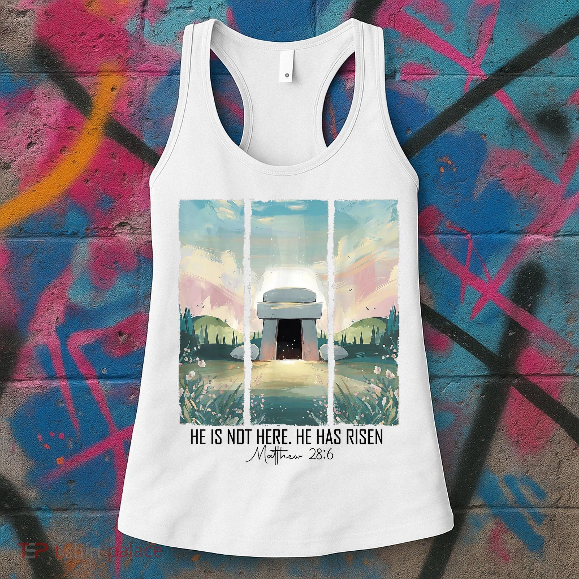 He Is Risen Easter Christian Empty Tomb Jesus Resurrection  Women's Tank Top