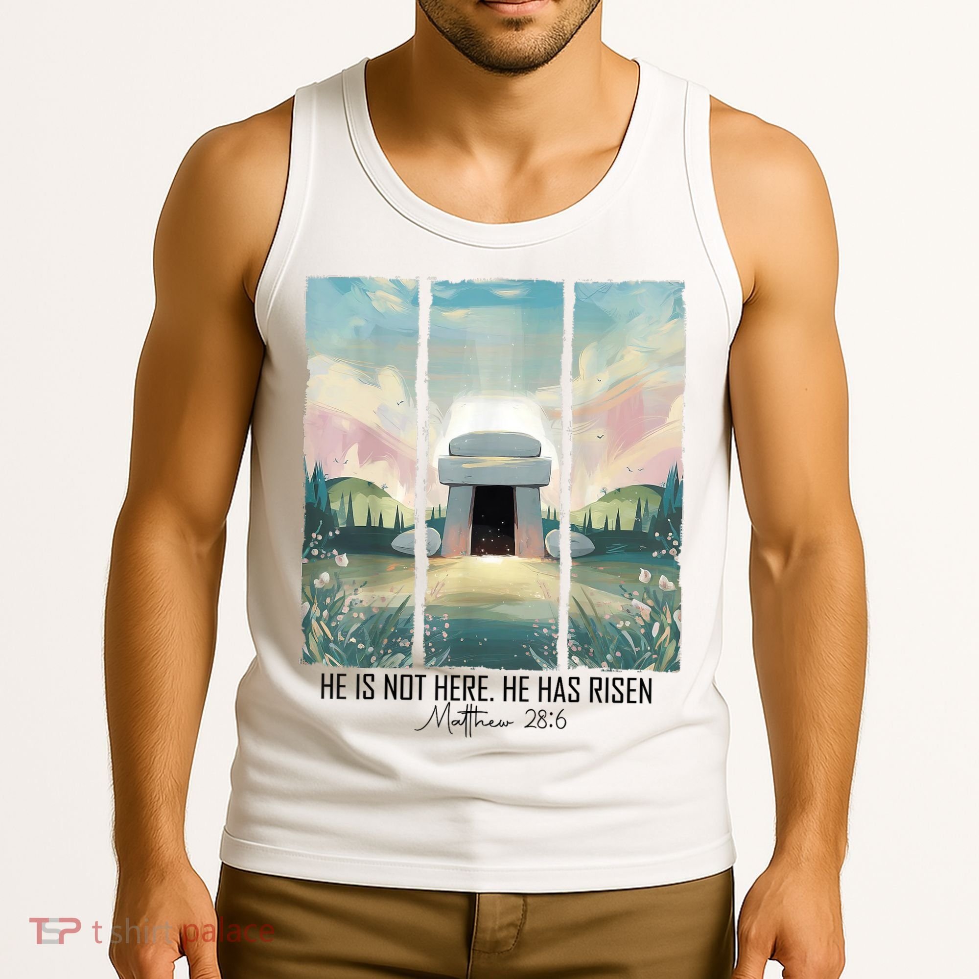 He Is Risen Easter Christian Empty Tomb Jesus Resurrection  Tank Top