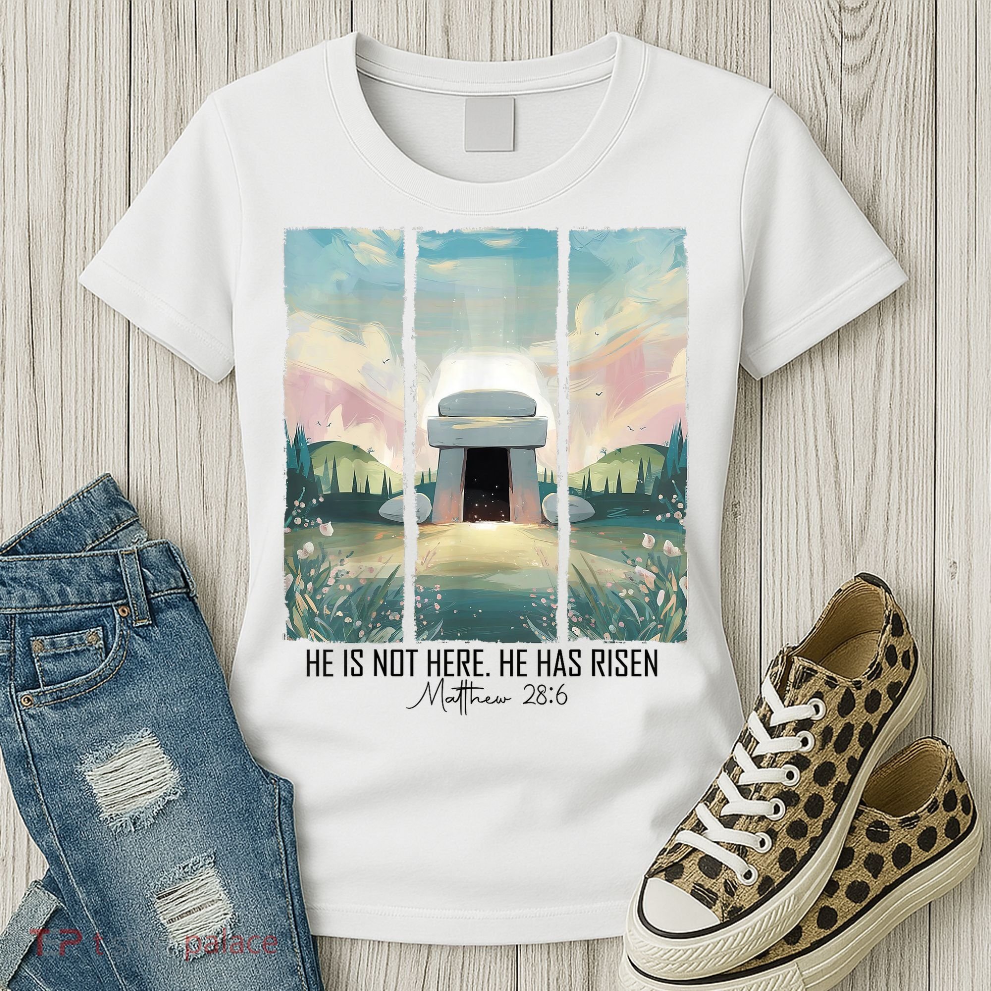 He Is Risen Easter Christian Empty Tomb Jesus Resurrection  Women's T-Shirt
