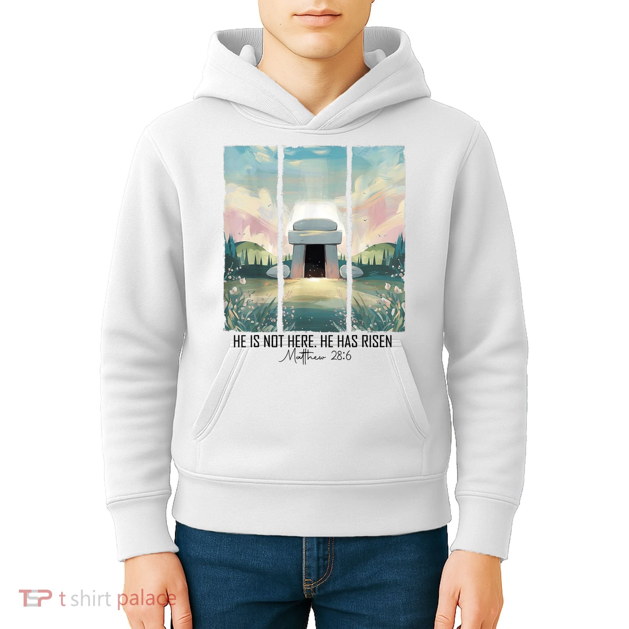He Is Risen Easter Christian Empty Tomb Jesus Resurrection  Kids Hoodie