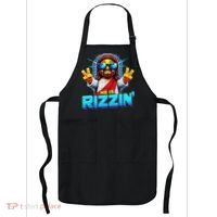 He Is Rizzen Jesus Has Rizzen Retro Christian Pixel Gaming Gift Apron thumb 0
