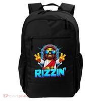 He Is Rizzen Jesus Has Rizzen Retro Christian Pixel Gaming Gift Backpack thumb 0