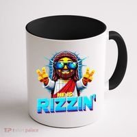 He Is Rizzen Jesus Has Rizzen Retro Christian Pixel Gaming Gift Coffee Mug thumb 1