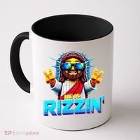 He Is Rizzen Jesus Has Rizzen Retro Christian Pixel Gaming Gift Coffee Mug thumb 0
