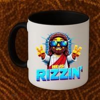 He Is Rizzen Jesus Has Rizzen Retro Christian Pixel Gaming Gift Coffee Mug thumb 2