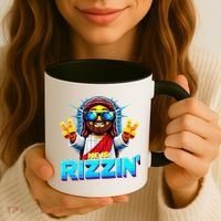 He Is Rizzen Jesus Has Rizzen Retro Christian Pixel Gaming Gift Coffee Mug thumb 3